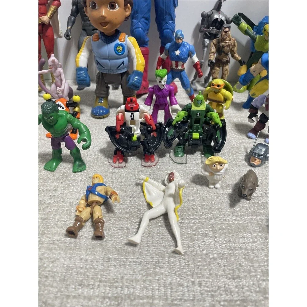 Mixed Action Figure Lot Vintage and Modern Random Marvel DC Starwars Transformer